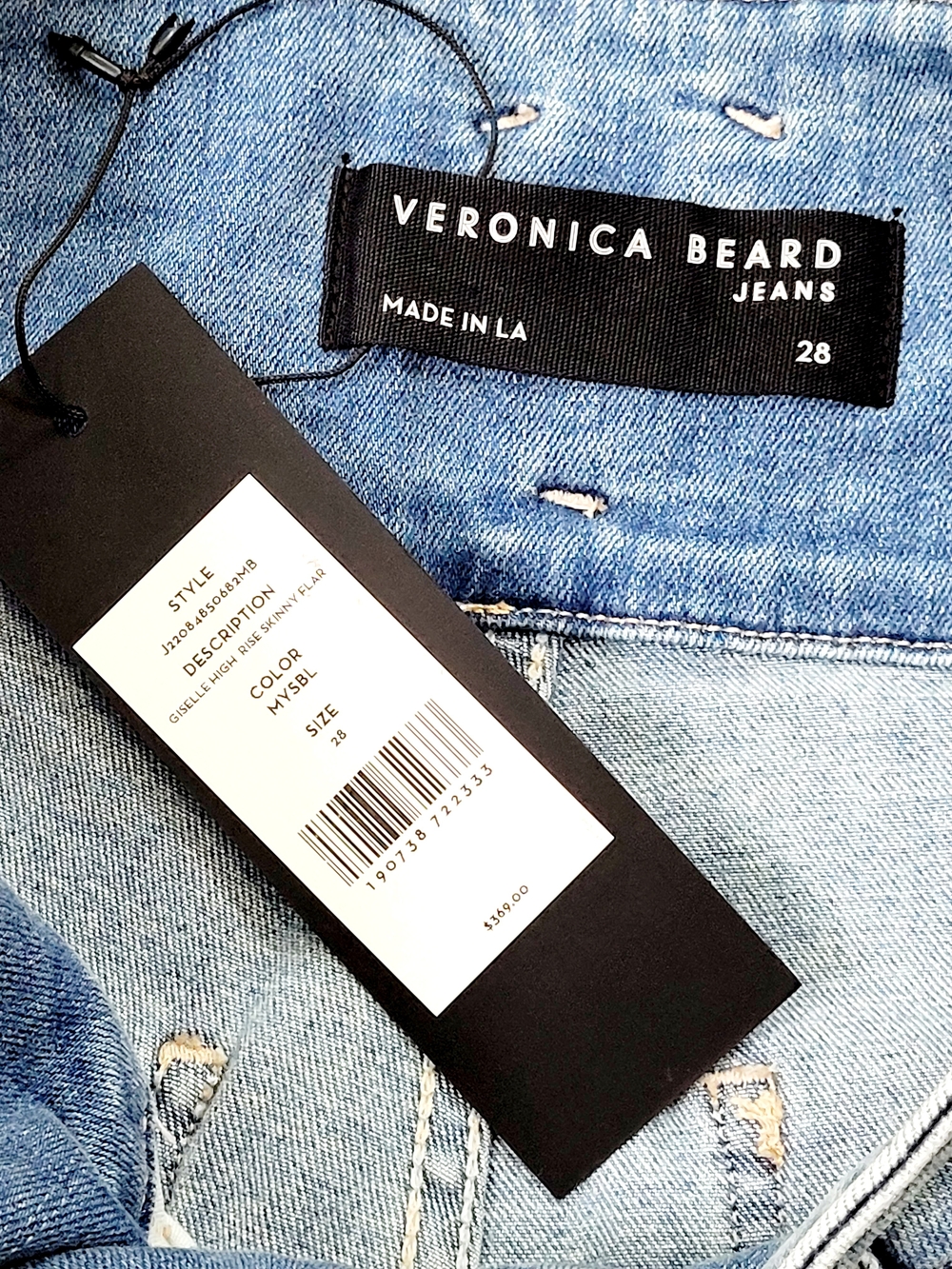 NWT VERONICA BEARD Giselle Flare Extra High Rise Belted Jeans Mystic Blue 28 New - Picture 5 of 14